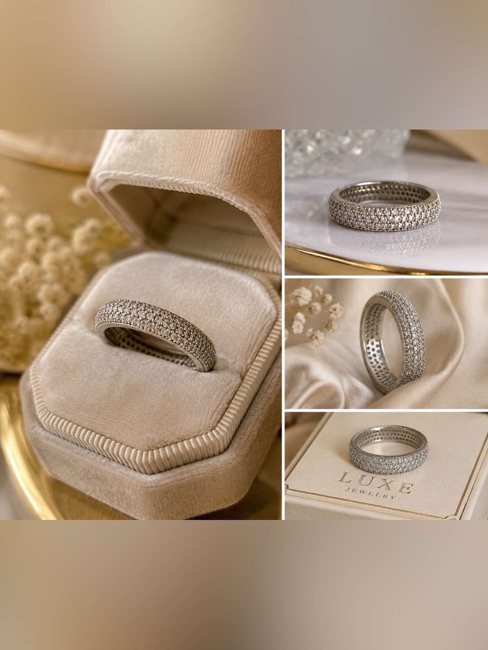 .925 Sterling Silver CZ Eternity Band Ring | Pave Cubic Zirconia | Size 8